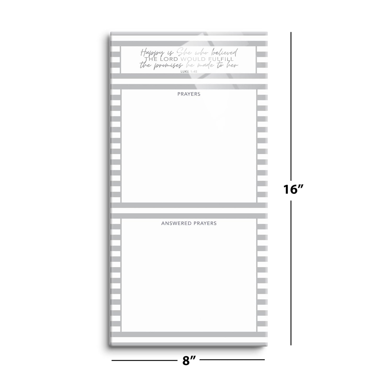 Gray Stripe Happy Is She Prayer Tracker | 8x16