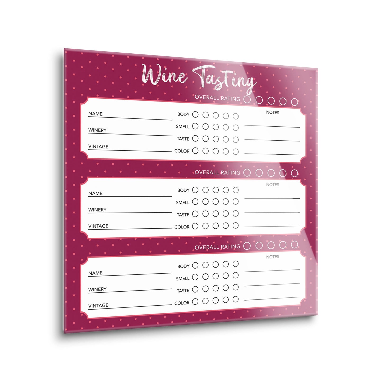 Wine Tasting Tracker Dark Red | 8x8