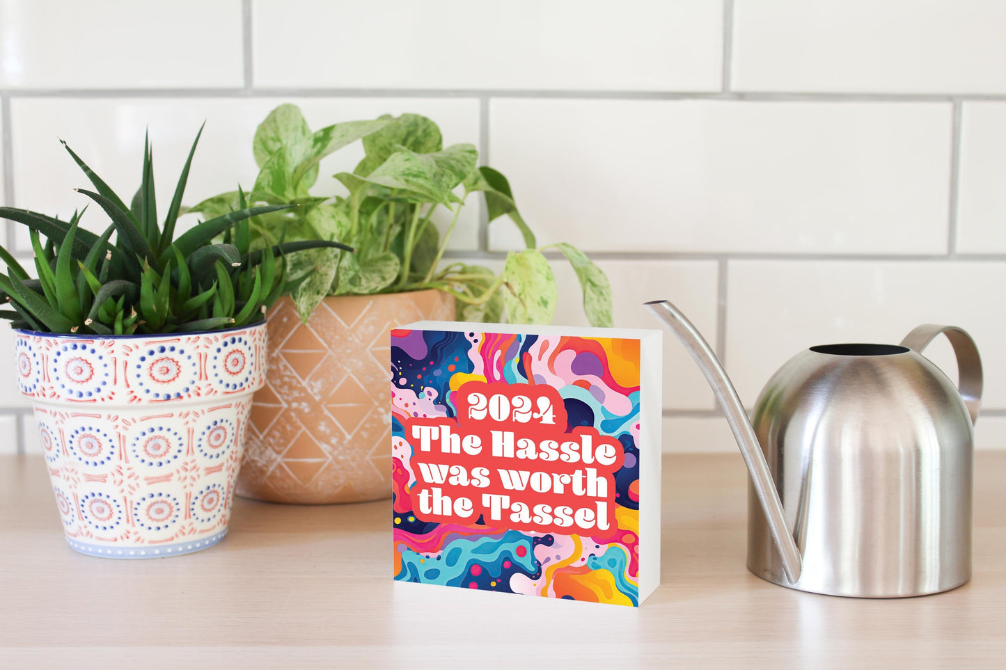 Graduation 2024 Worth The Tassel Abstract Fluid | 5x5