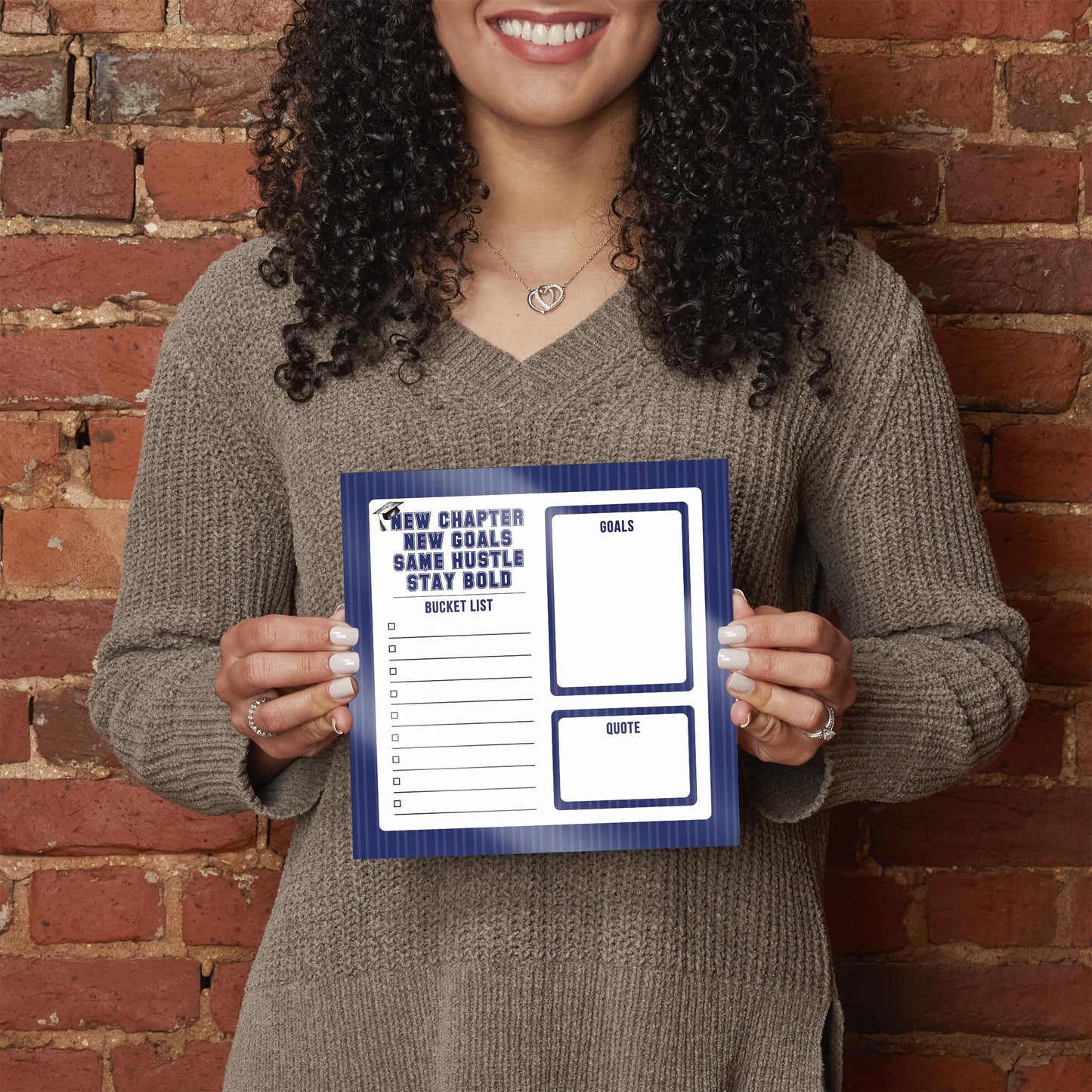 Graduation Tracker Navy Stripe Stay Bold | 8x8