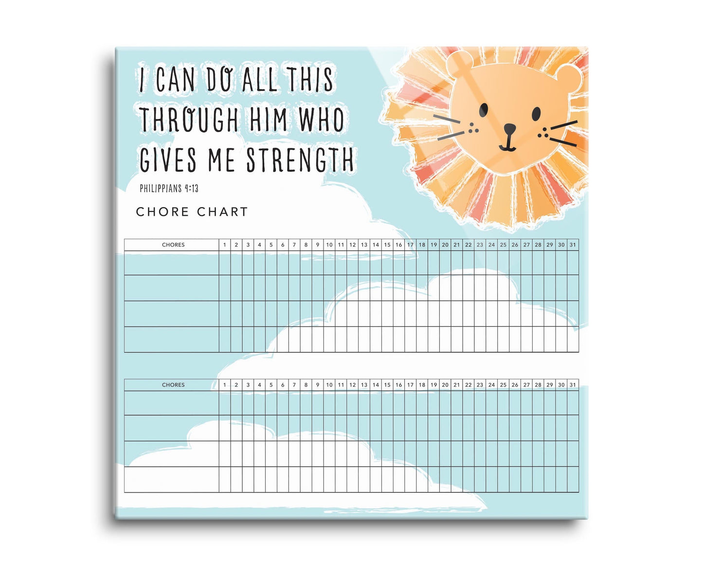 Children's Lion Sun Habit Tracker | 8x8