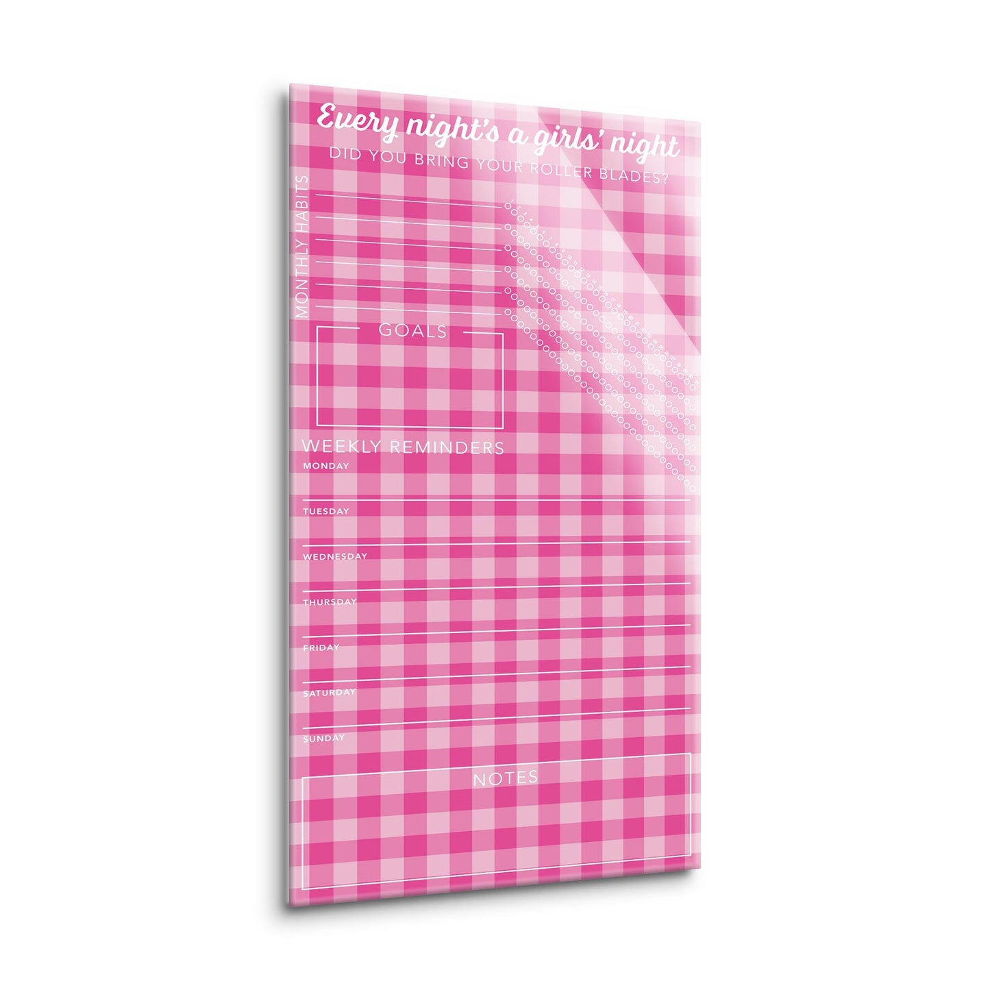 Pink Dream Checkered Habit Tracker Girls' Night | 8x16