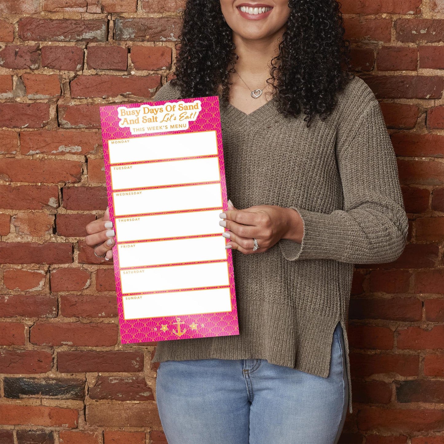 Coastal Sand And Salt Let's Eat Menu Pink | 8x16