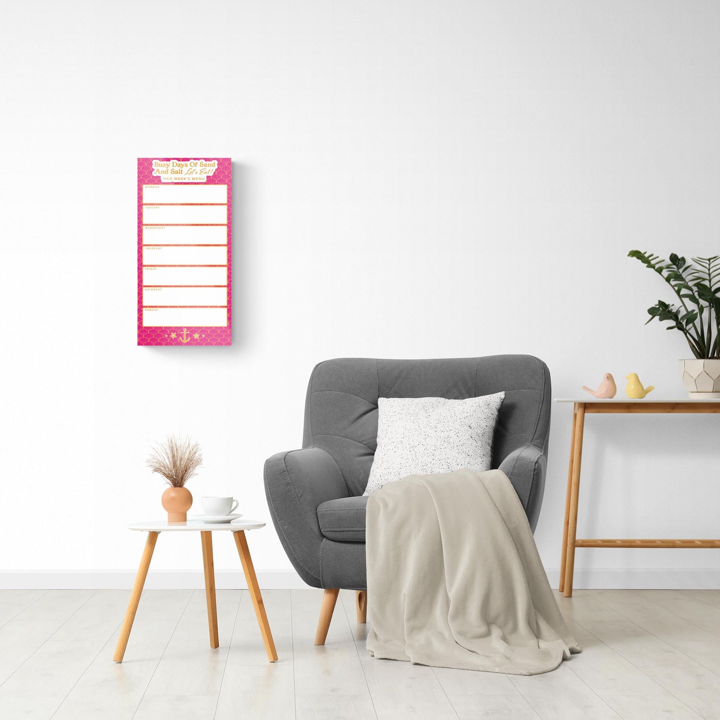 Coastal Sand And Salt Let's Eat Menu Pink | 12x24