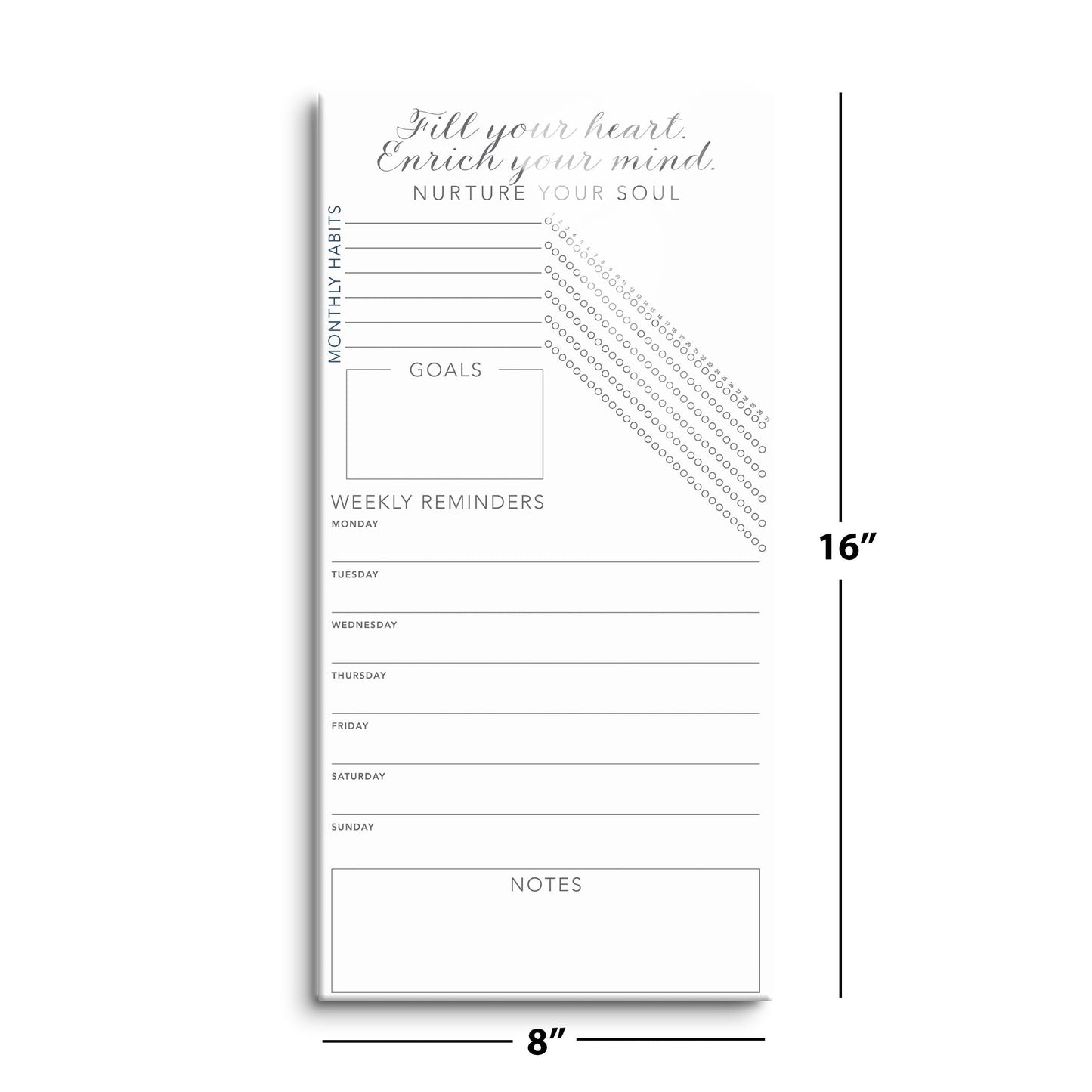 Minimalistic White Nurture Your Soul Habit Tracker | 8x16