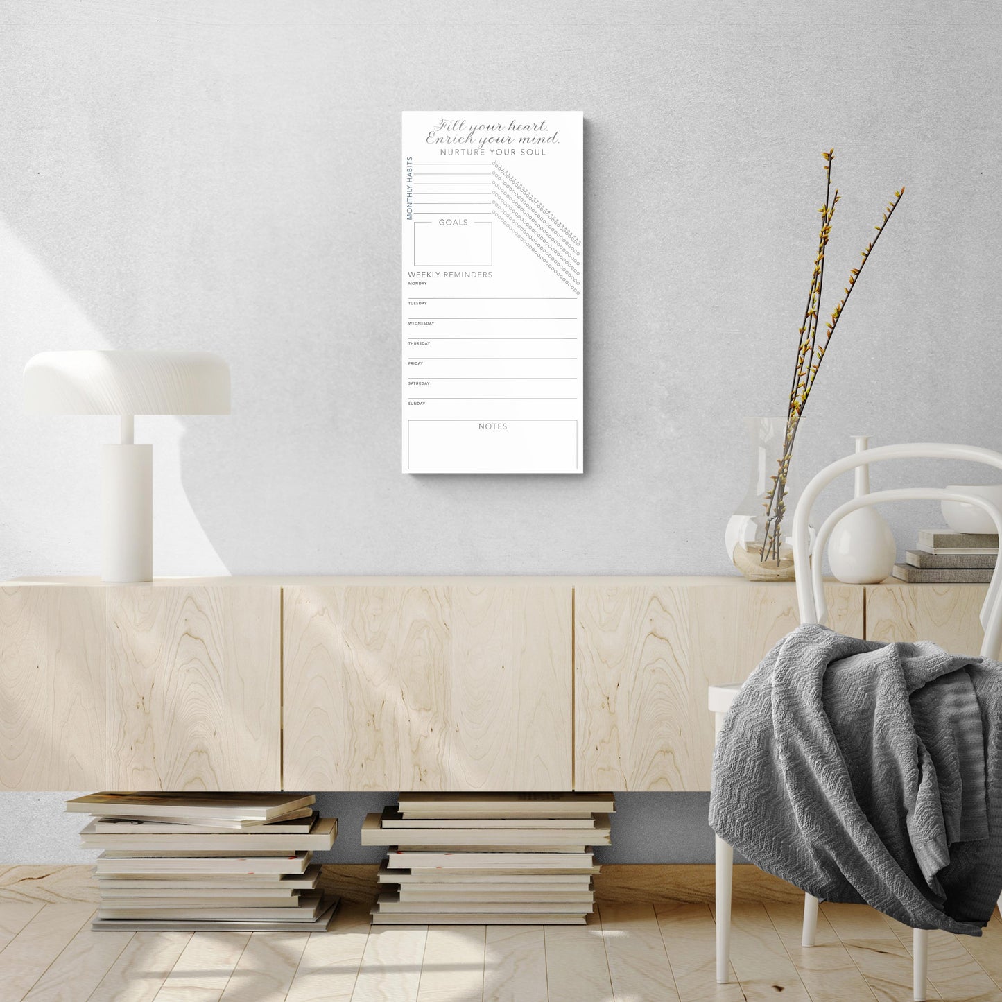 Minimalistic White Nurture Your Soul Habit Tracker | 12x24