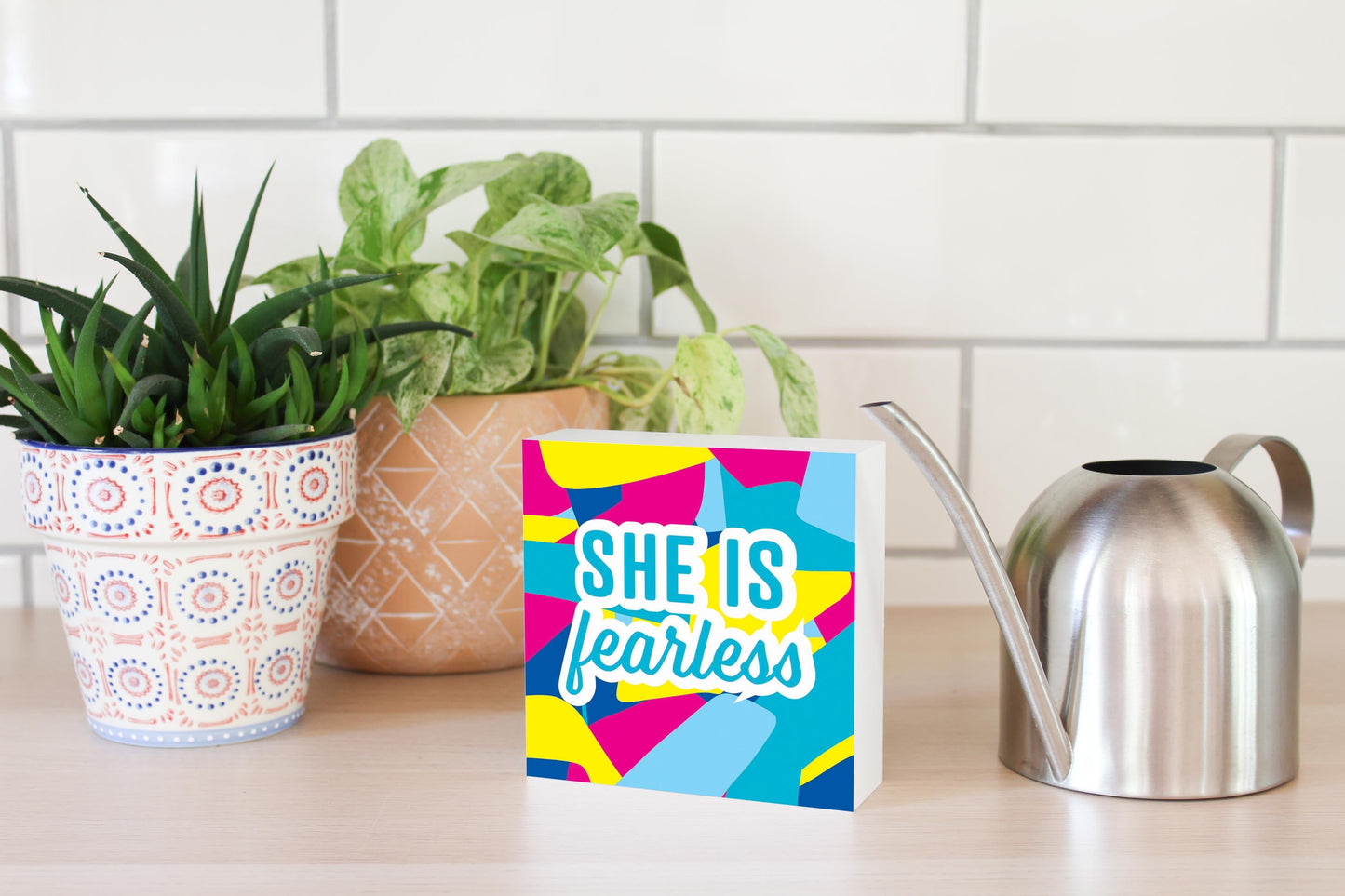She Is Fearless Bright Pattern | 5x5